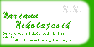 mariann mikolajcsik business card